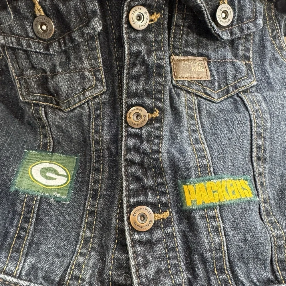 Vintage 90s 2000s Y2K NFL Packers Denim Jacket Embroidered Sz‎ 24 Months